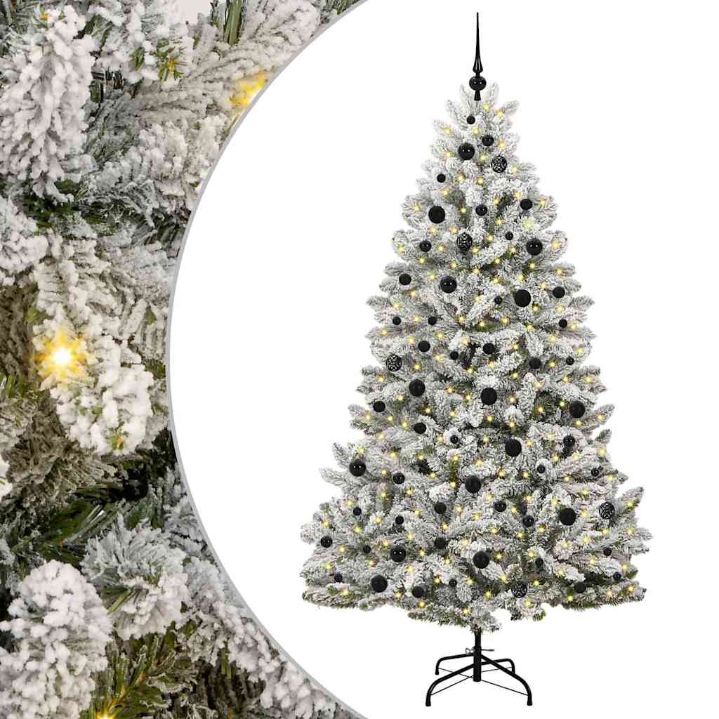 Kunstig juletre Grønn og hvit 210 cm PVC og metall
