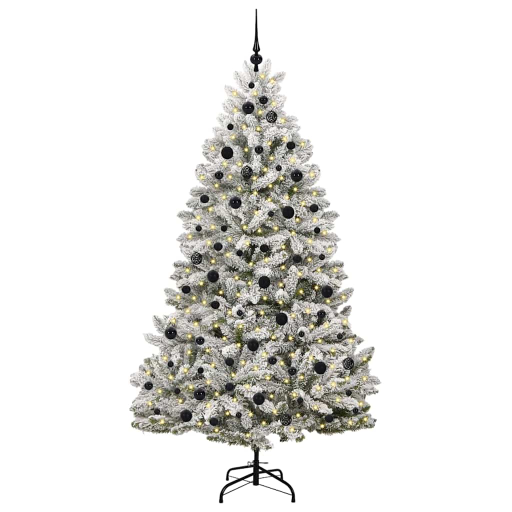 Kunstig juletre Grønn og hvit 210 cm PVC og metall