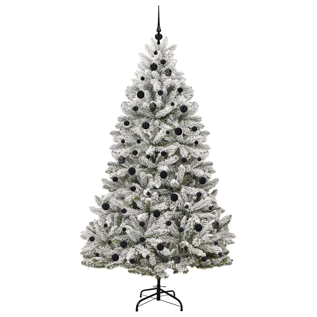 Kunstig juletre Grønn og hvit 210 cm PVC og metall