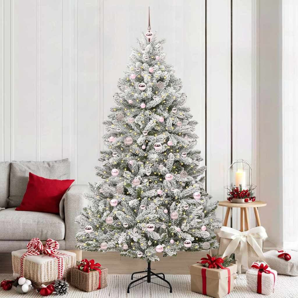 Kunstig juletre Grønn og hvit 210 cm PVC og metall