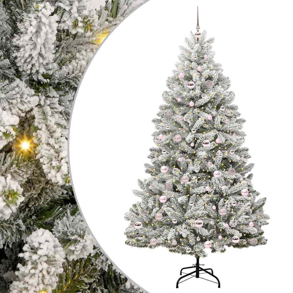 Kunstig juletre Grønn og hvit 210 cm PVC og metall