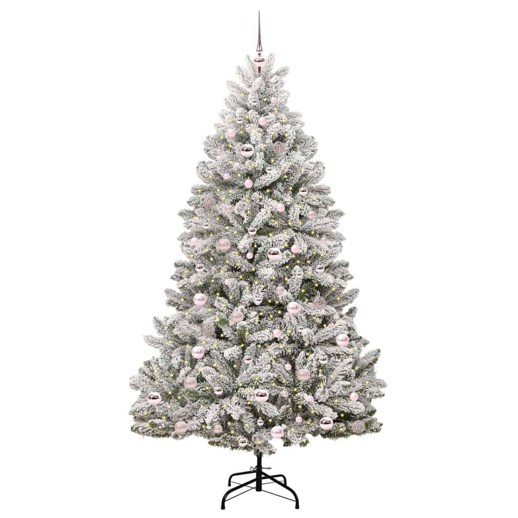 Kunstig juletre Grønn og hvit 210 cm PVC og metall