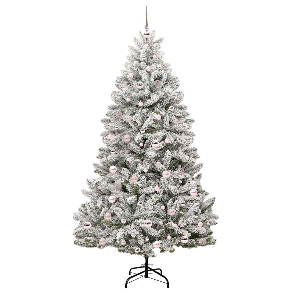 Kunstig juletre Grønn og hvit 210 cm PVC og metall