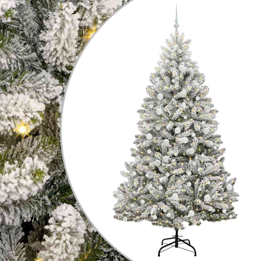 Kunstig juletre Grønn og hvit 210 cm PVC og metall
