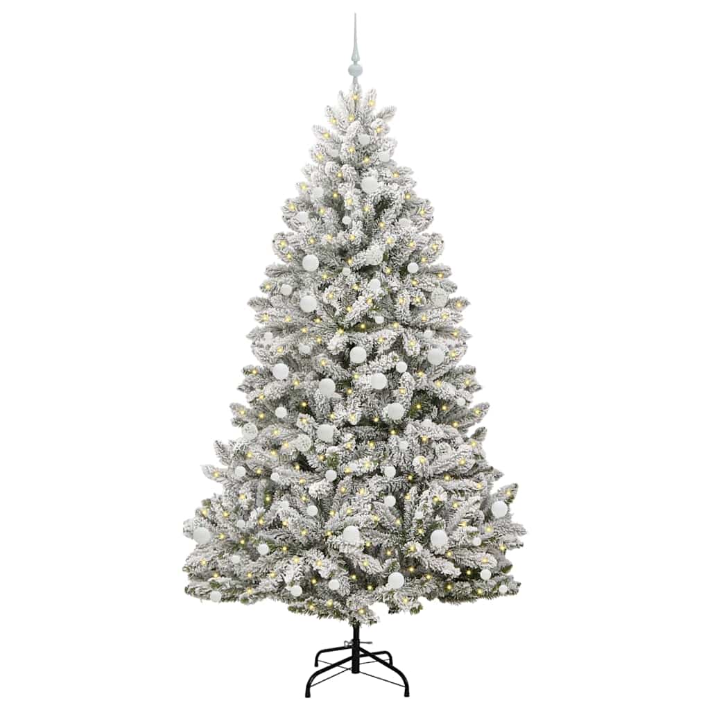 Kunstig juletre Grønn og hvit 210 cm PVC og metall