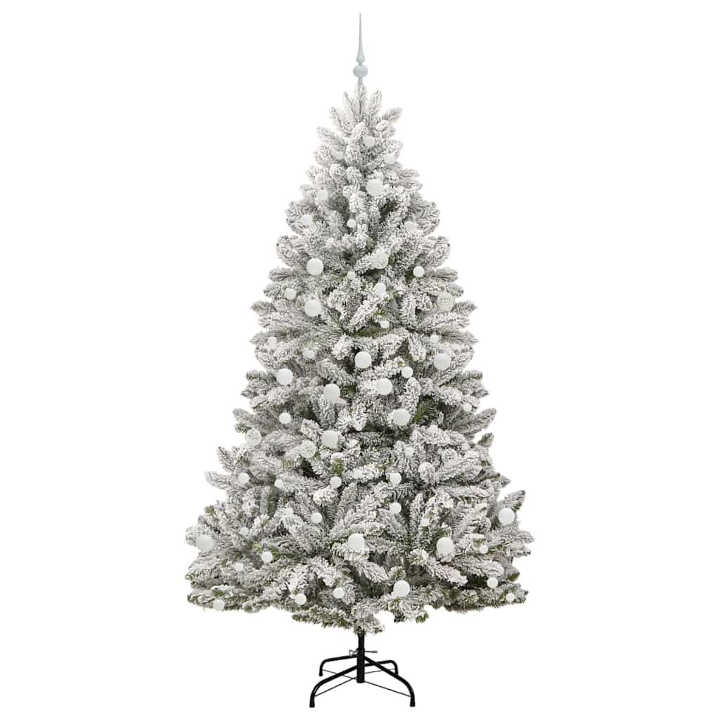 Kunstig juletre Grønn og hvit 210 cm PVC og metall