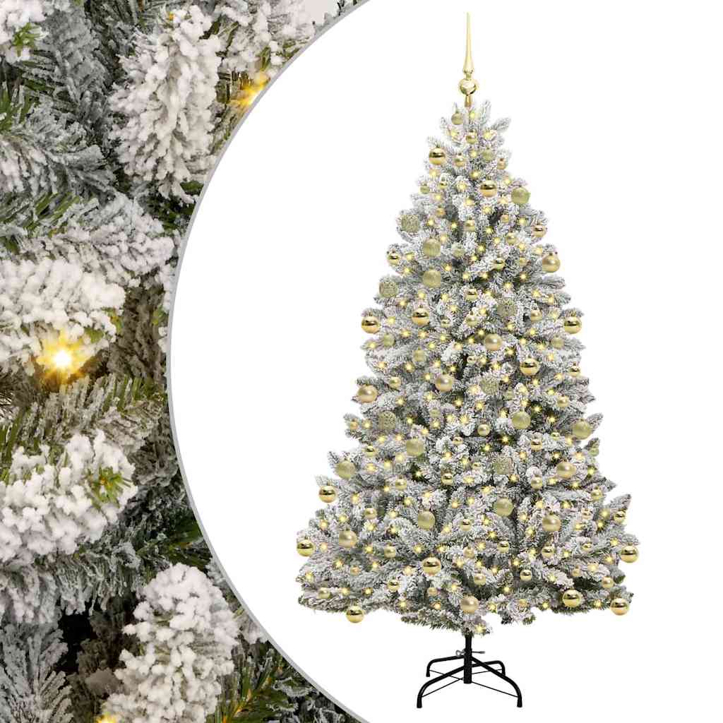 Kunstig juletre Grønn og hvit 210 cm PVC og metall