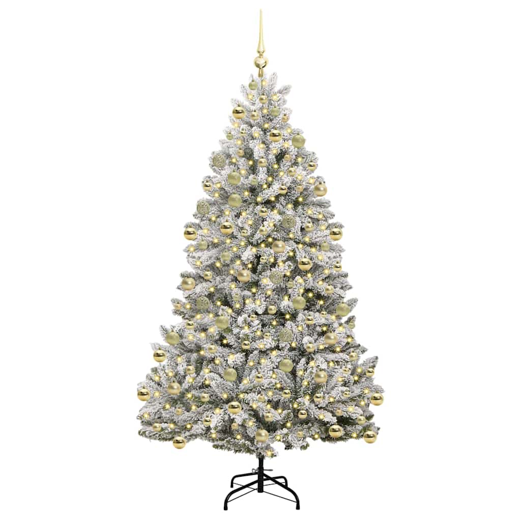 Kunstig juletre Grønn og hvit 210 cm PVC og metall
