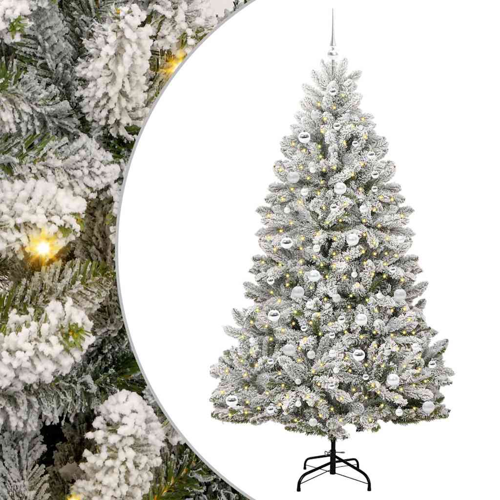 Kunstig juletre Grønn og hvit 210 cm PVC og metall