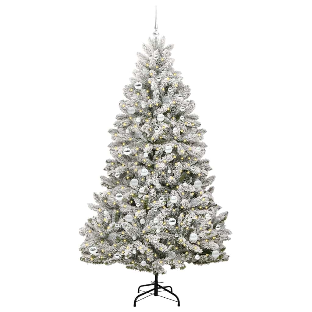 Kunstig juletre Grønn og hvit 210 cm PVC og metall