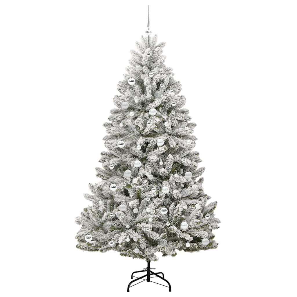 Kunstig juletre Grønn og hvit 210 cm PVC og metall