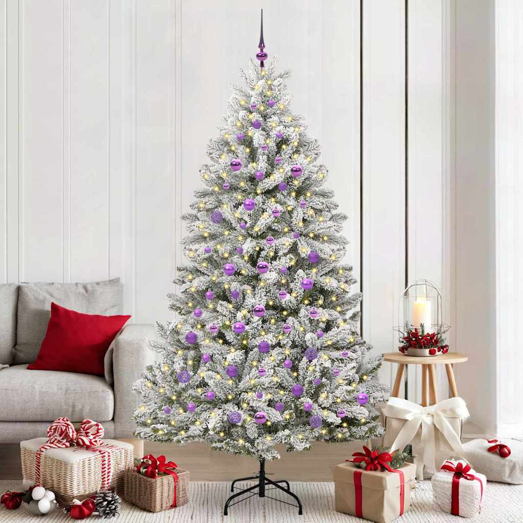 Kunstig juletre Grønn og hvit 210 cm PVC og metall