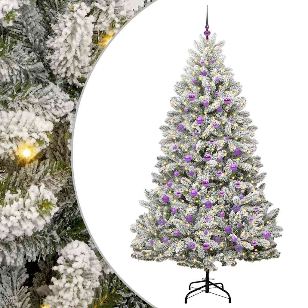 Kunstig juletre Grønn og hvit 210 cm PVC og metall