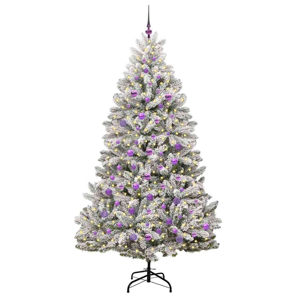 Kunstig juletre Grønn og hvit 210 cm PVC og metall