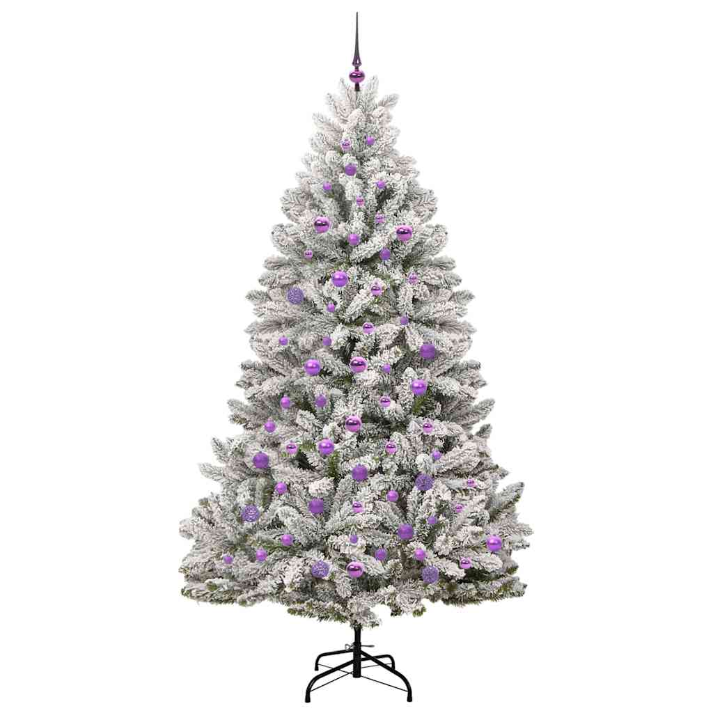 Kunstig juletre Grønn og hvit 210 cm PVC og metall