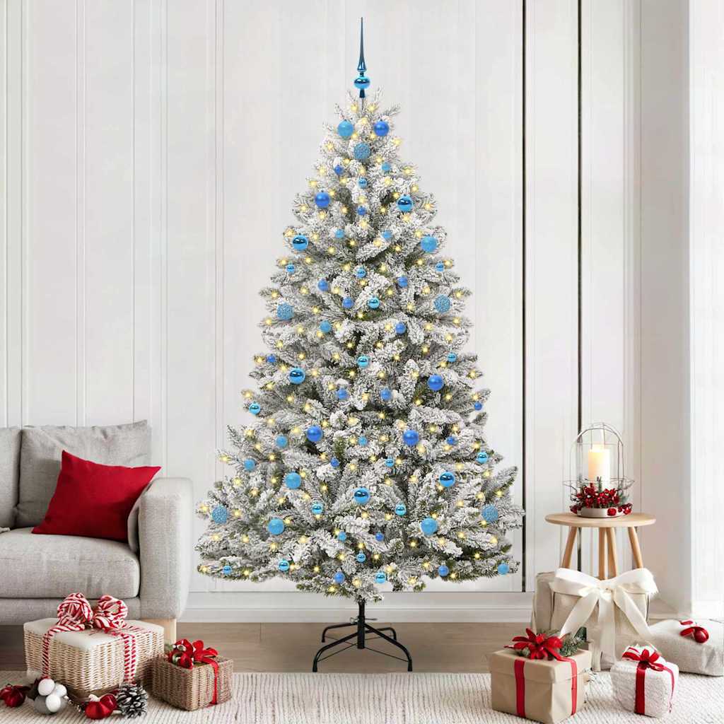 Kunstig juletre Grønn og hvit 210 cm PVC og metall