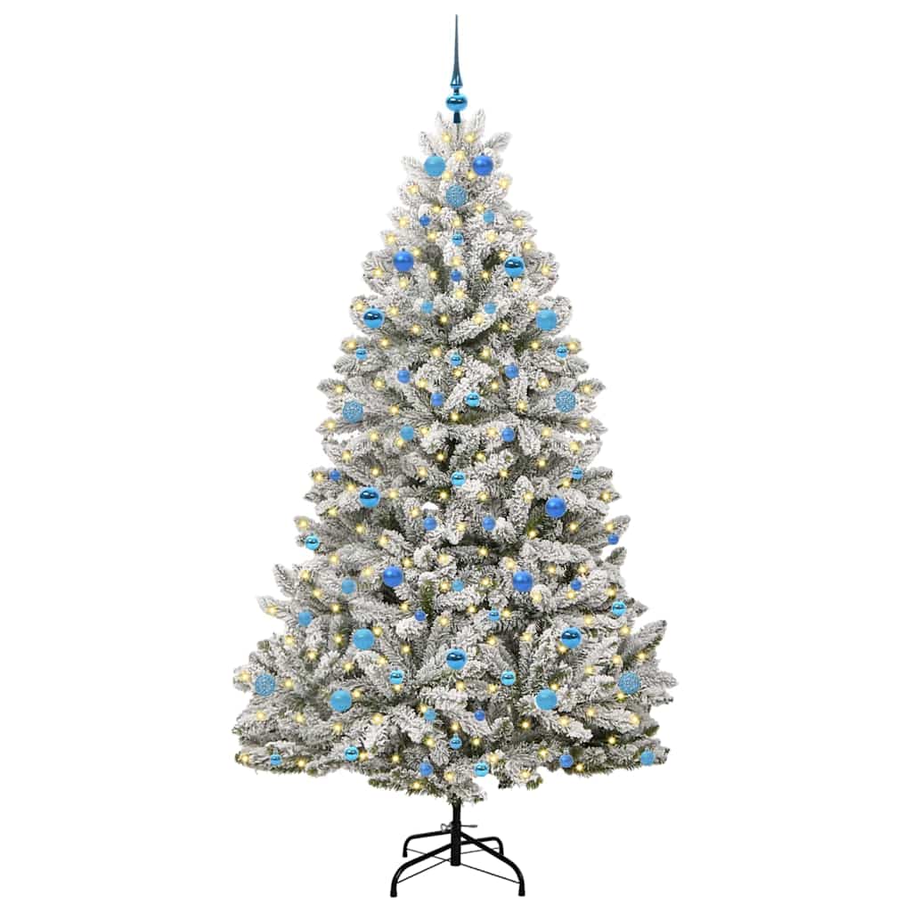 Kunstig juletre Grønn og hvit 210 cm PVC og metall