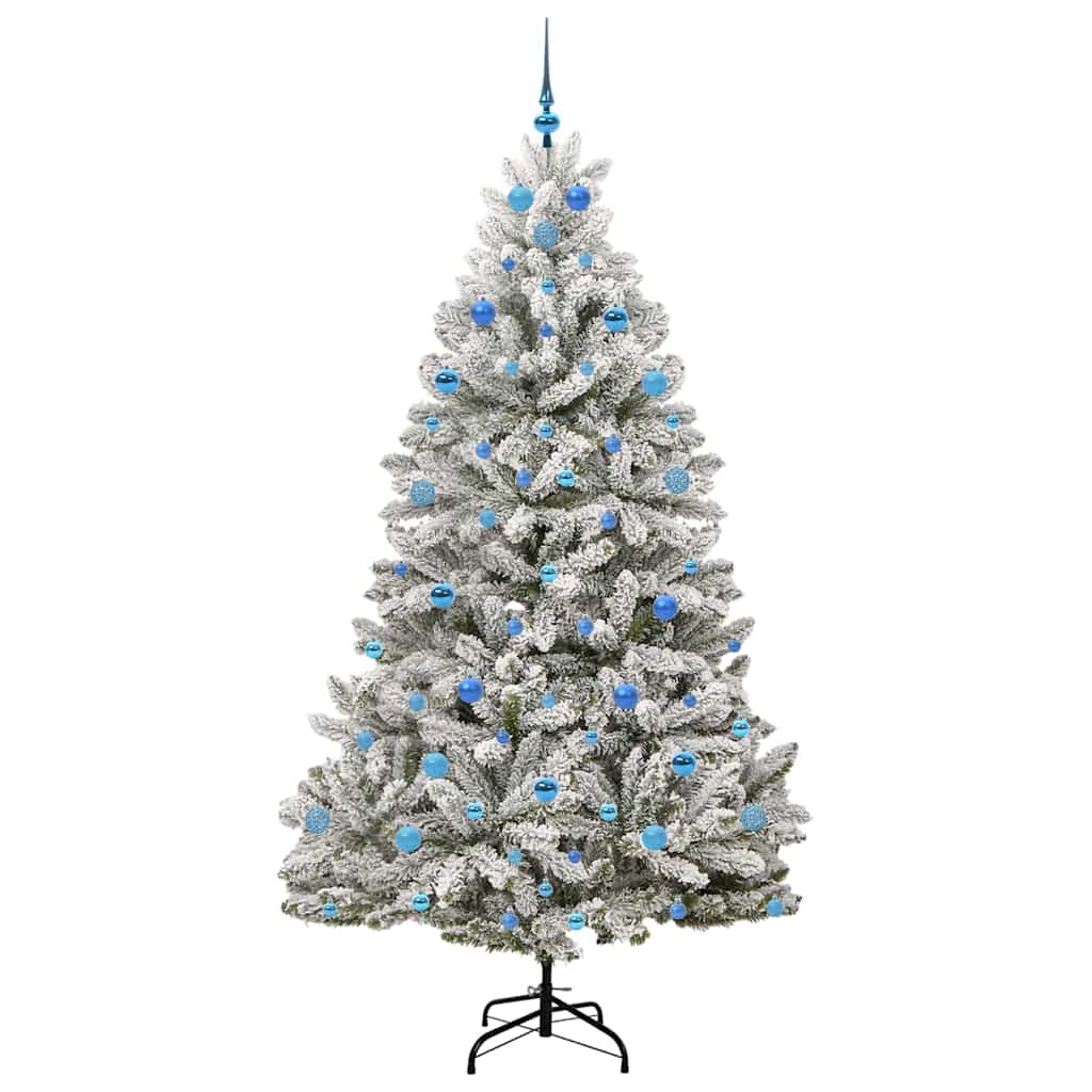 Kunstig juletre Grønn og hvit 210 cm PVC og metall