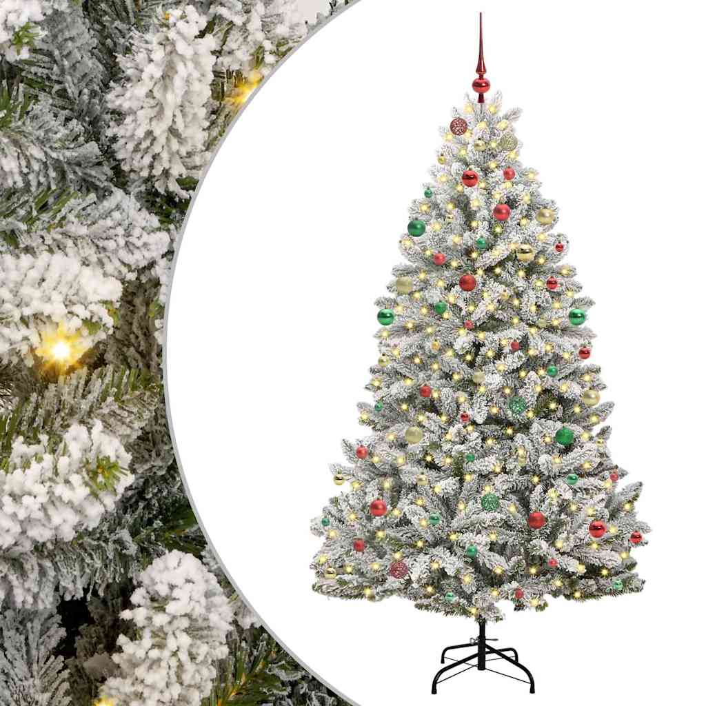 Kunstig juletre Grønn og hvit 210 cm PVC og metall