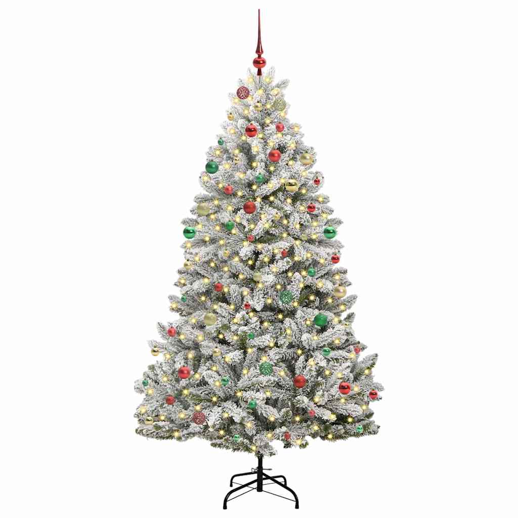 Kunstig juletre Grønn og hvit 210 cm PVC og metall