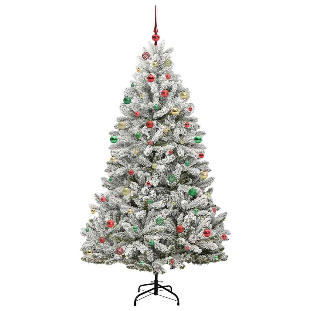 Kunstig juletre Grønn og hvit 210 cm PVC og metall