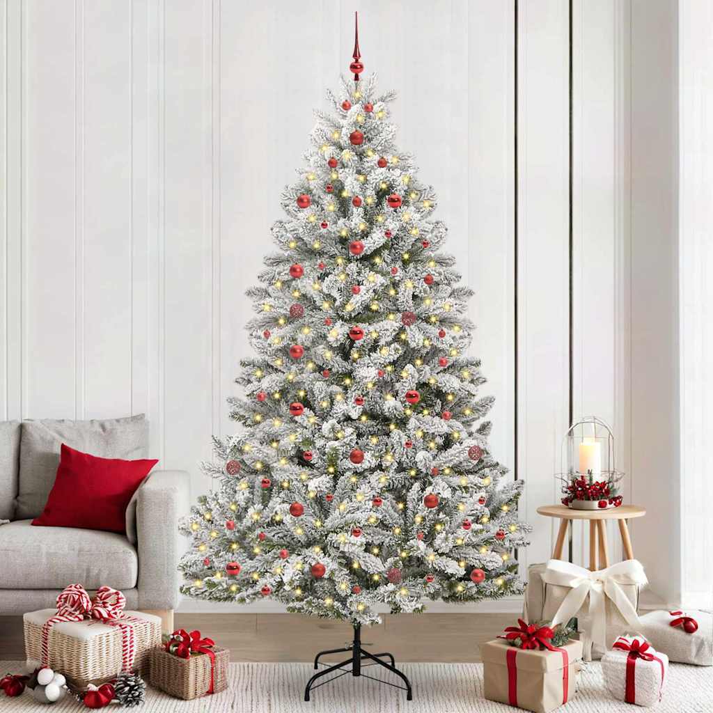 Kunstig juletre Grønn og hvit 240 cm PVC og metall