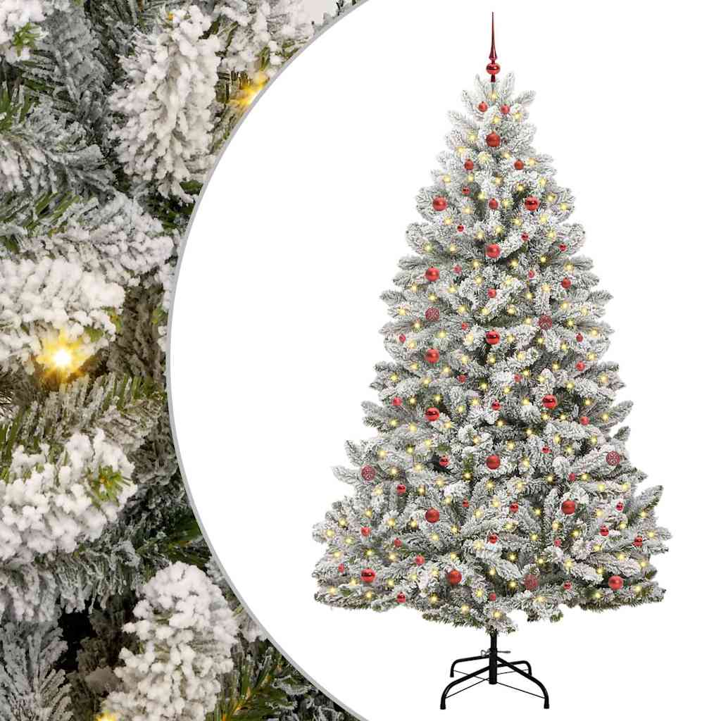 Kunstig juletre Grønn og hvit 240 cm PVC og metall