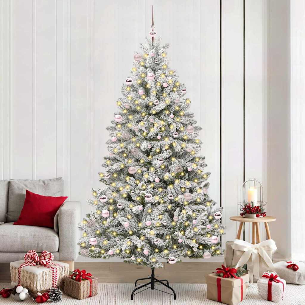 Kunstig juletre Grønn og hvit 240 cm PVC og metall