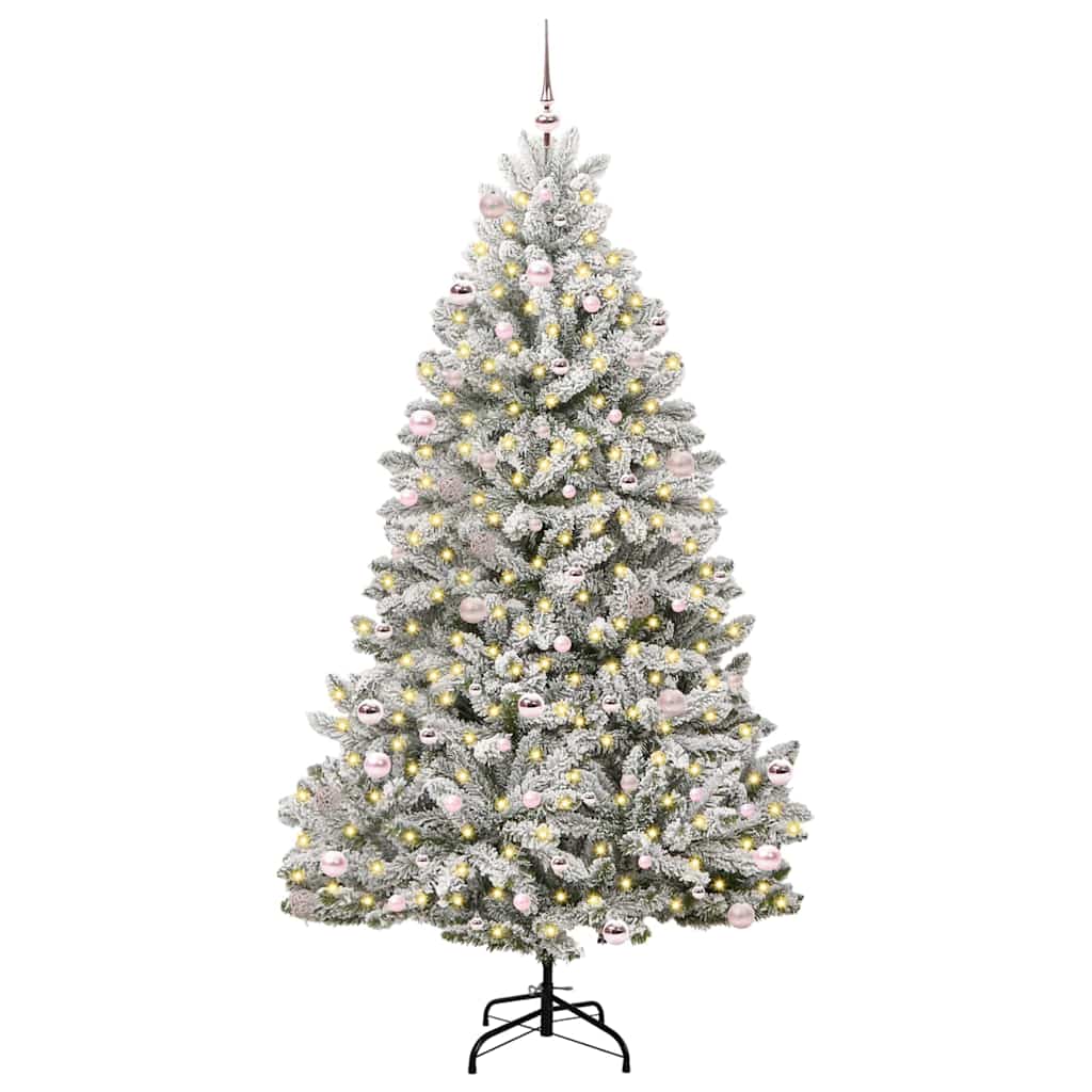 Kunstig juletre Grønn og hvit 240 cm PVC og metall