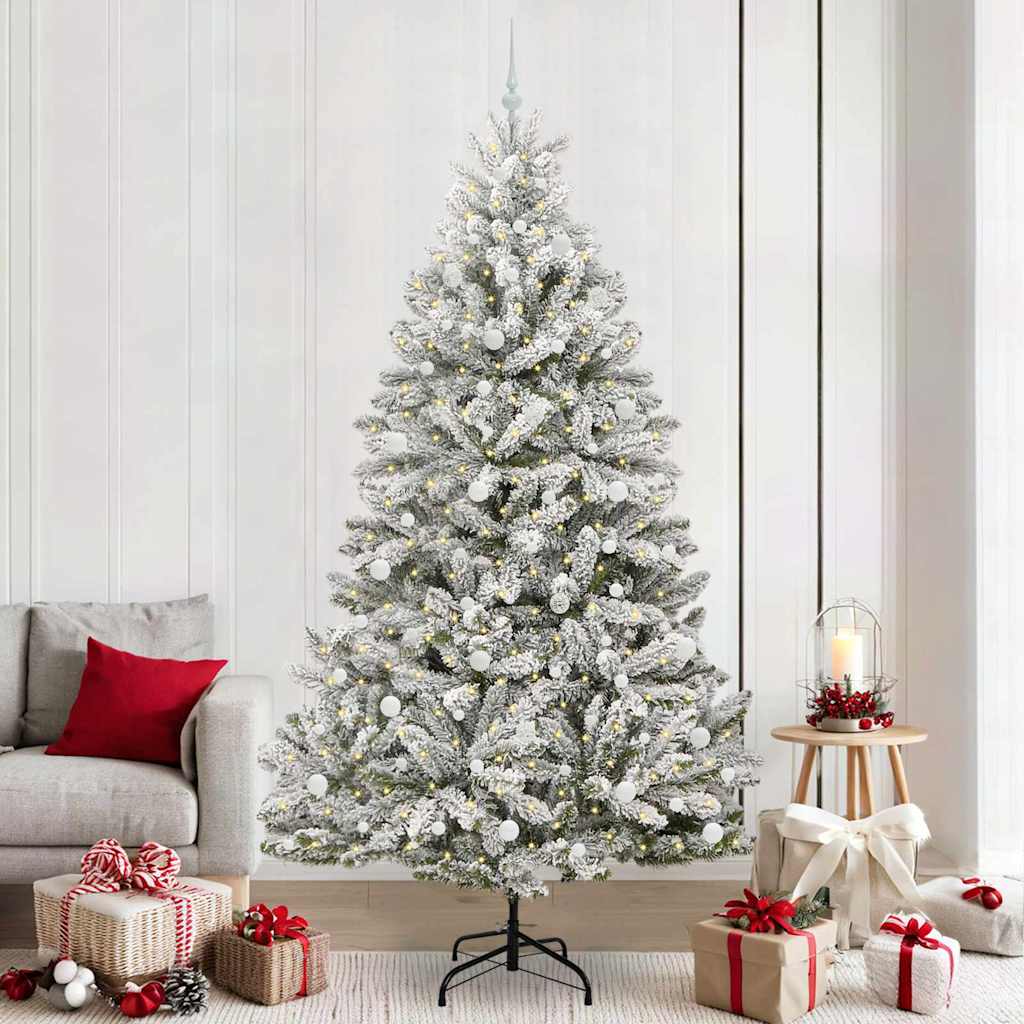 Kunstig juletre Grønn og hvit 240 cm PVC og metall