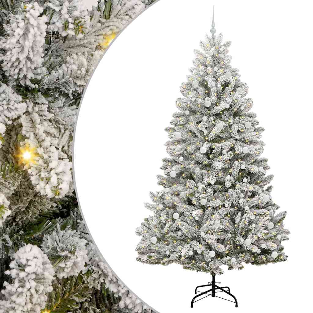 Kunstig juletre med 300 LED Grønn og hvit 240 cm PVC og metall