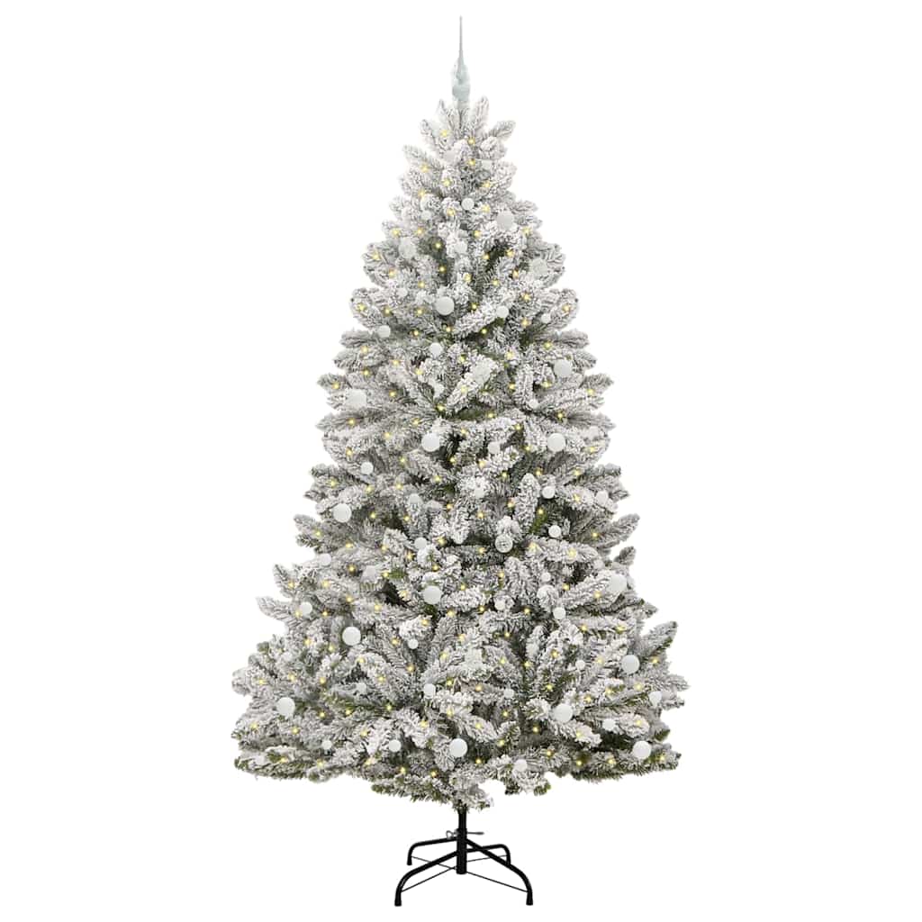 Kunstig juletre Grønn og hvit 240 cm PVC og metall
