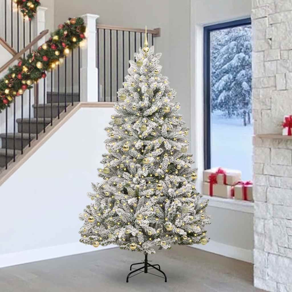 Kunstig juletre Grønn og hvit 240 cm PVC og metall