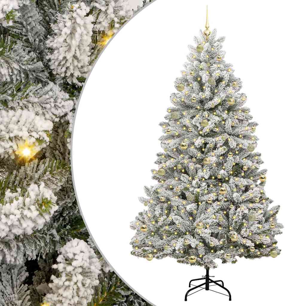 Kunstig juletre Grønn og hvit 240 cm PVC og metall