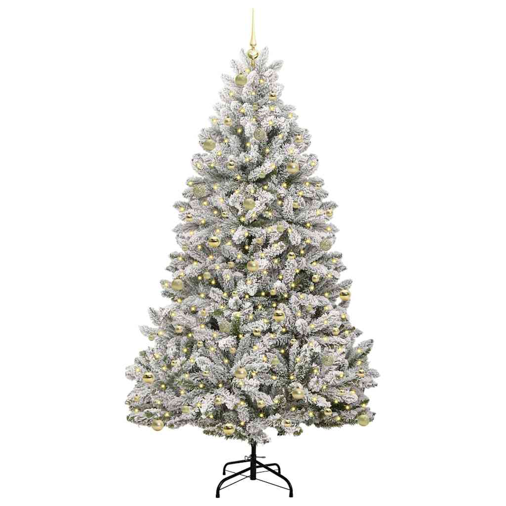 Kunstig juletre Grønn og hvit 240 cm PVC og metall