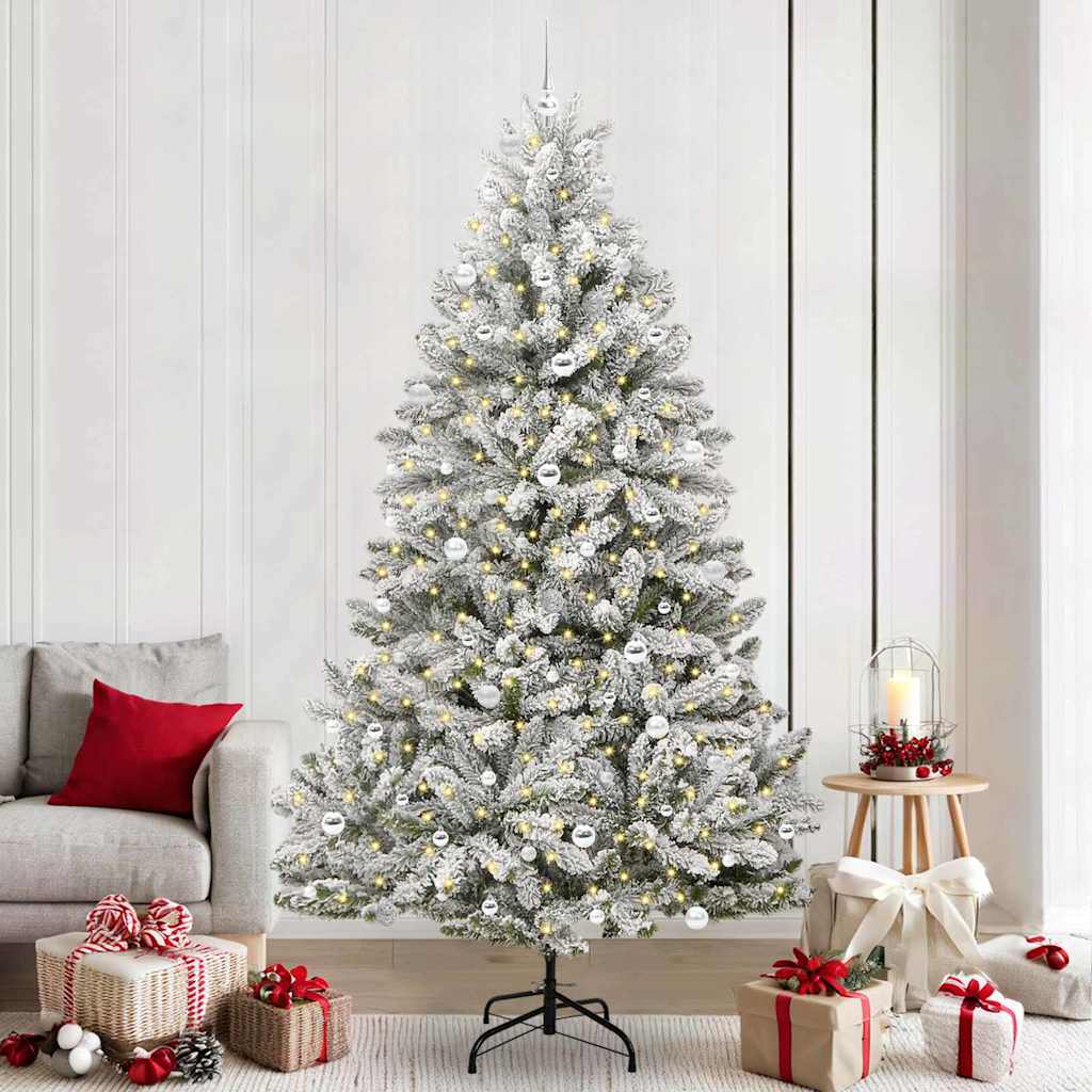 Kunstig juletre Grønn og hvit 240 cm PVC og metall