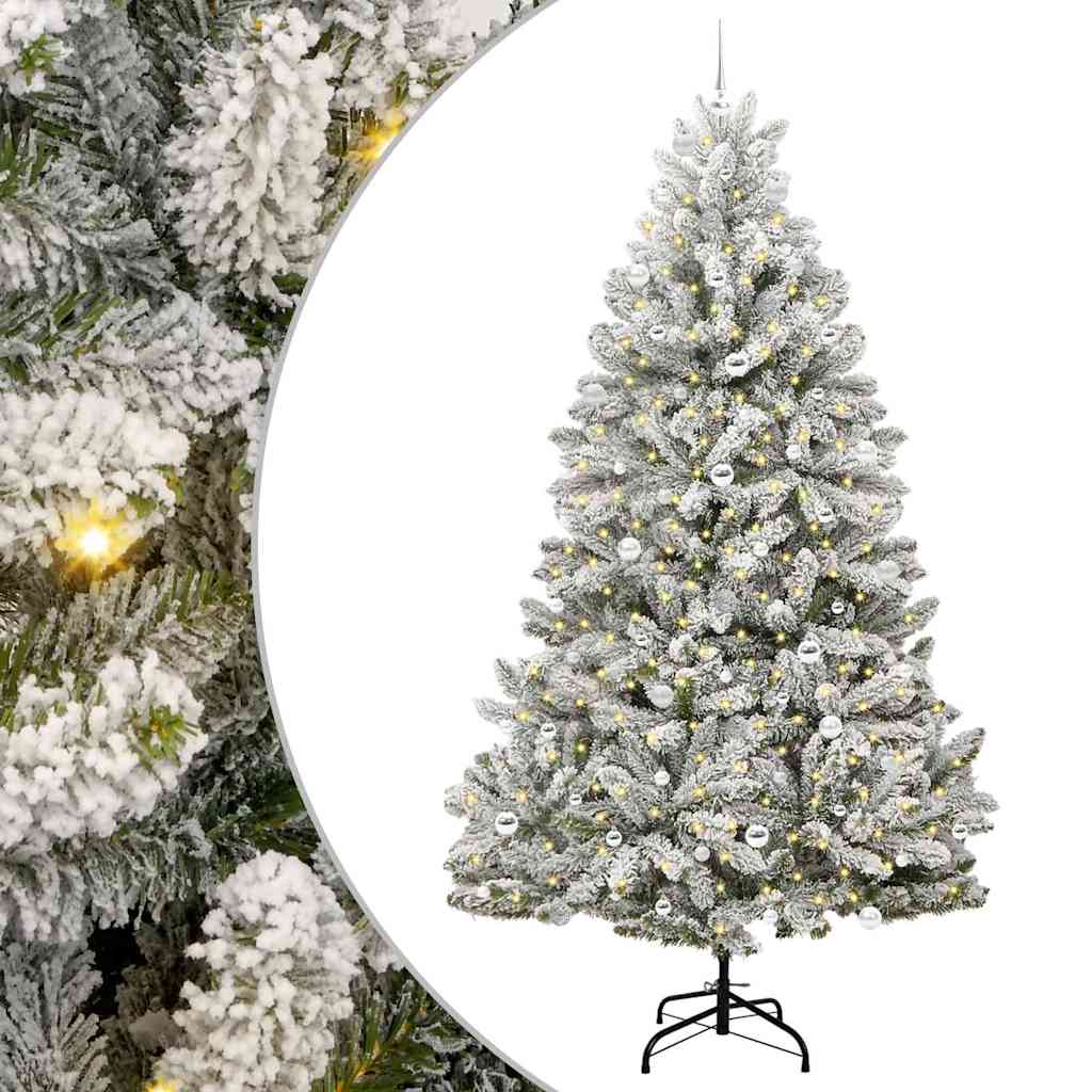 Kunstig juletre Grønn og hvit 240 cm PVC og metall
