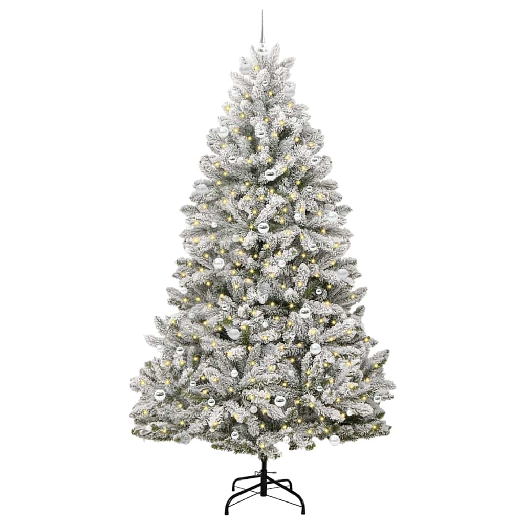 Kunstig juletre Grønn og hvit 240 cm PVC og metall