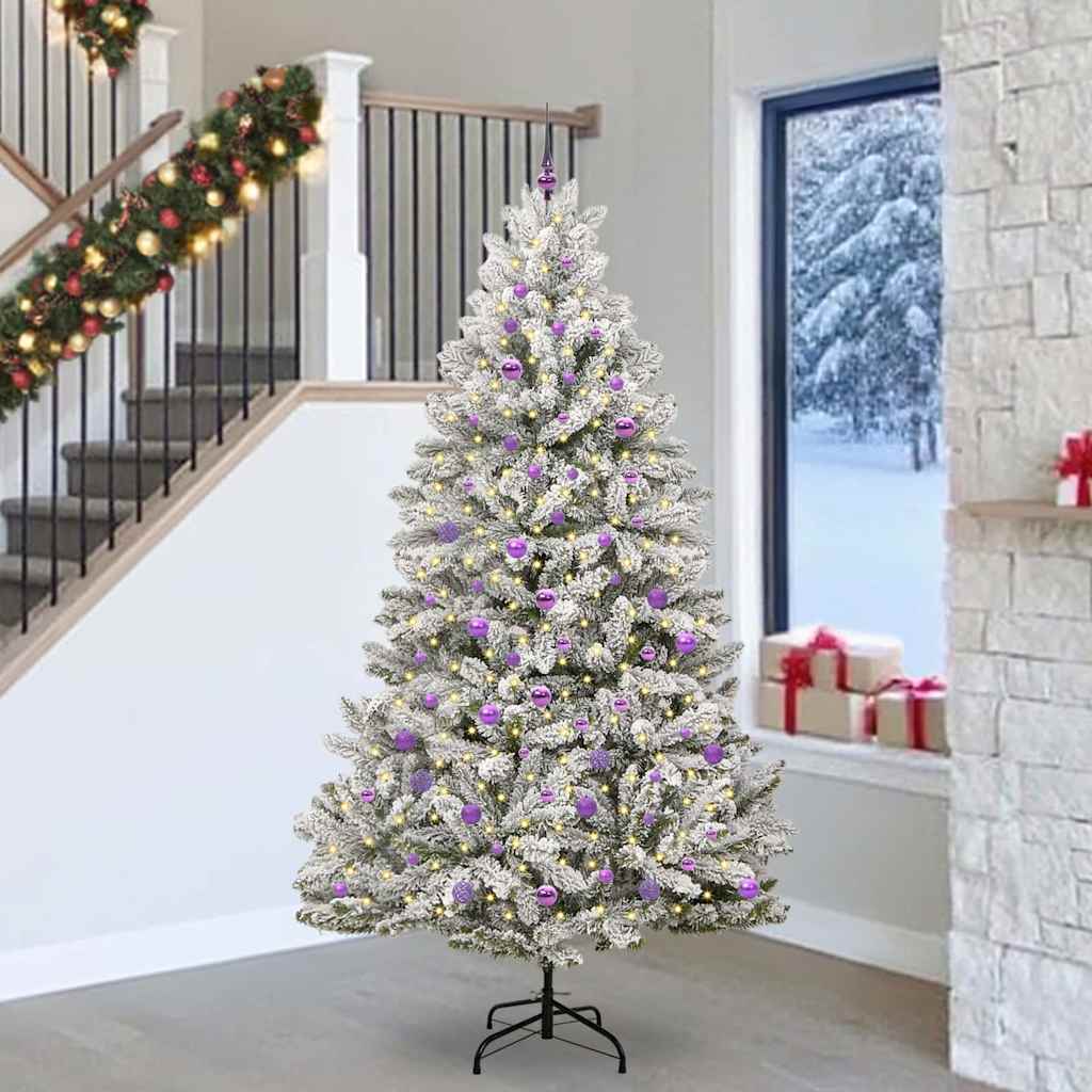 Kunstig juletre Grønn og hvit 240 cm PVC og metall