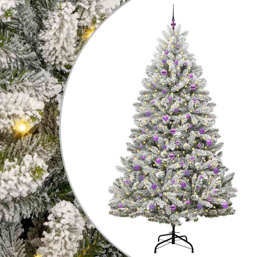 Kunstig juletre Grønn og hvit 240 cm PVC og metall
