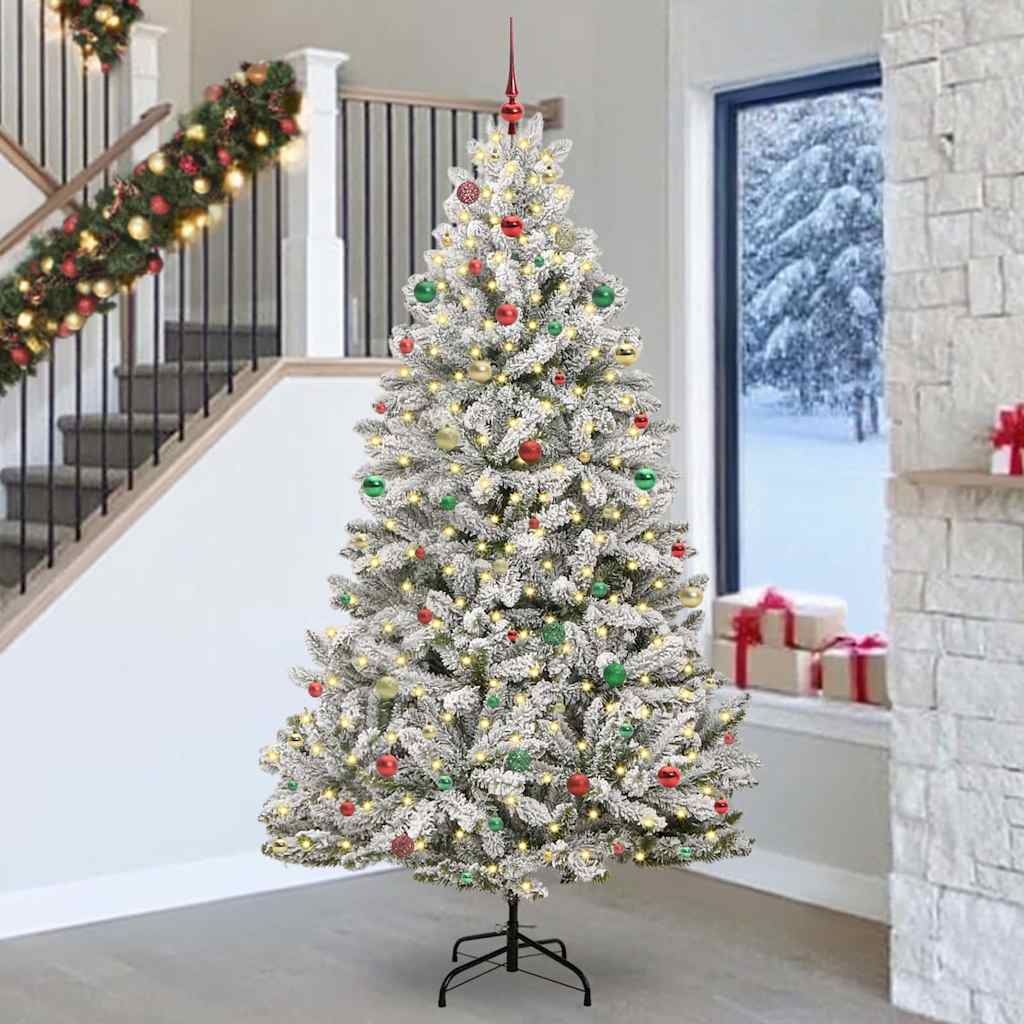 Kunstig juletre Grønn og hvit 240 cm PVC og metall