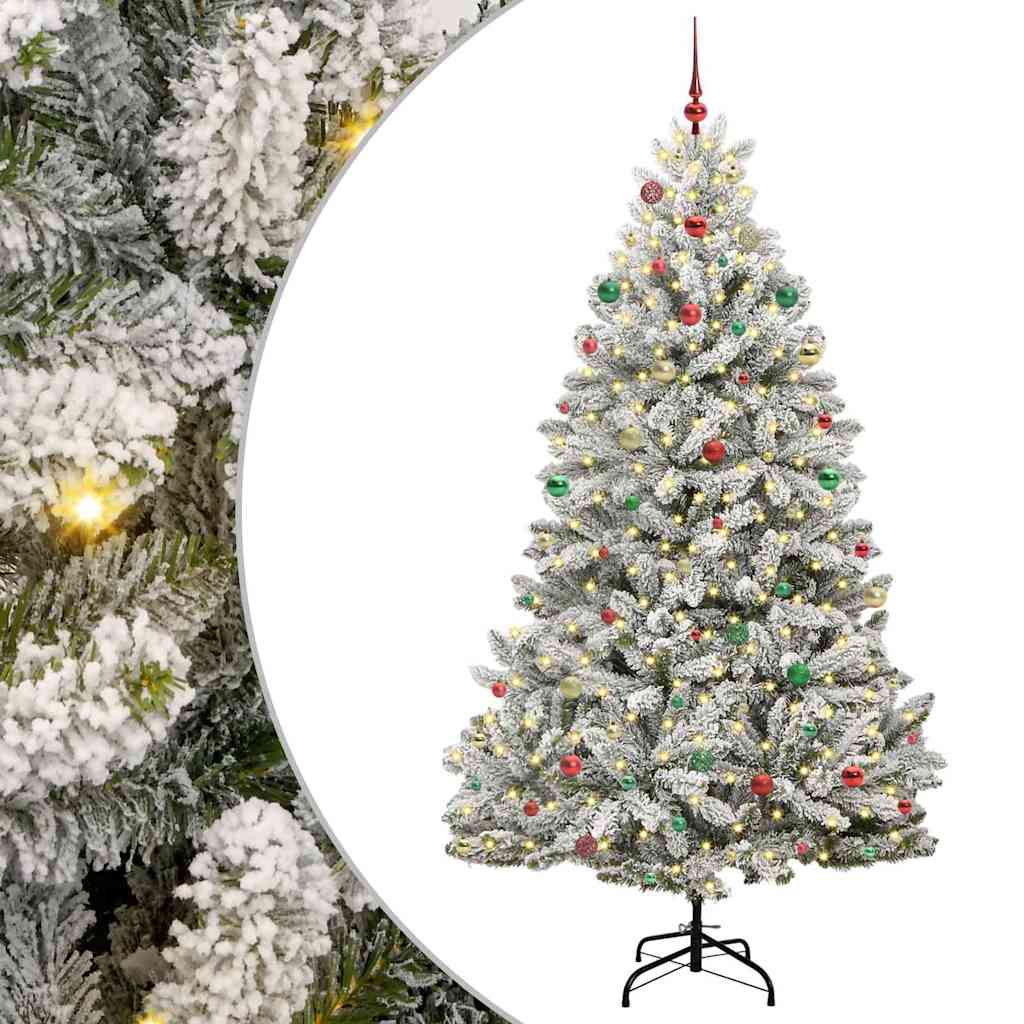Kunstig juletre Grønn og hvit 240 cm PVC og metall
