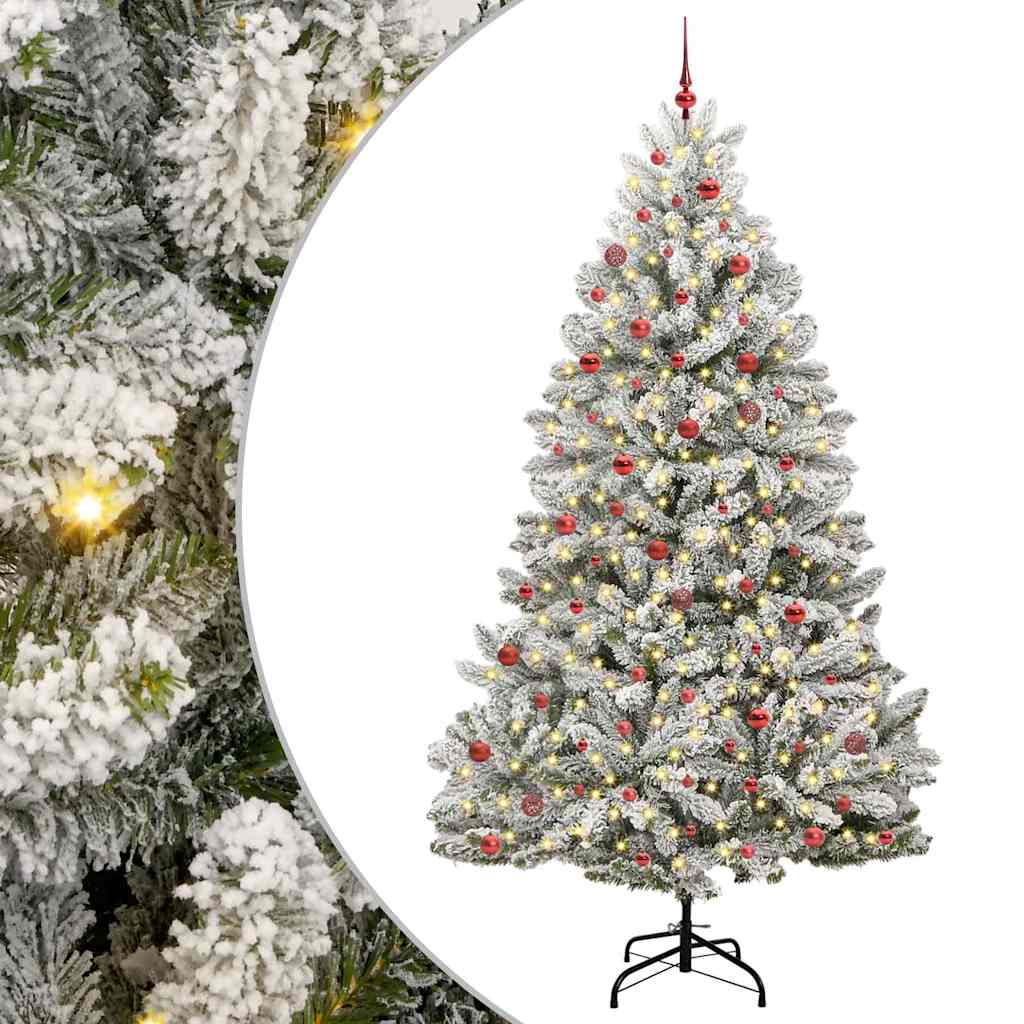 Kunstig juletre Grønn og hvit 270 cm PVC og metall