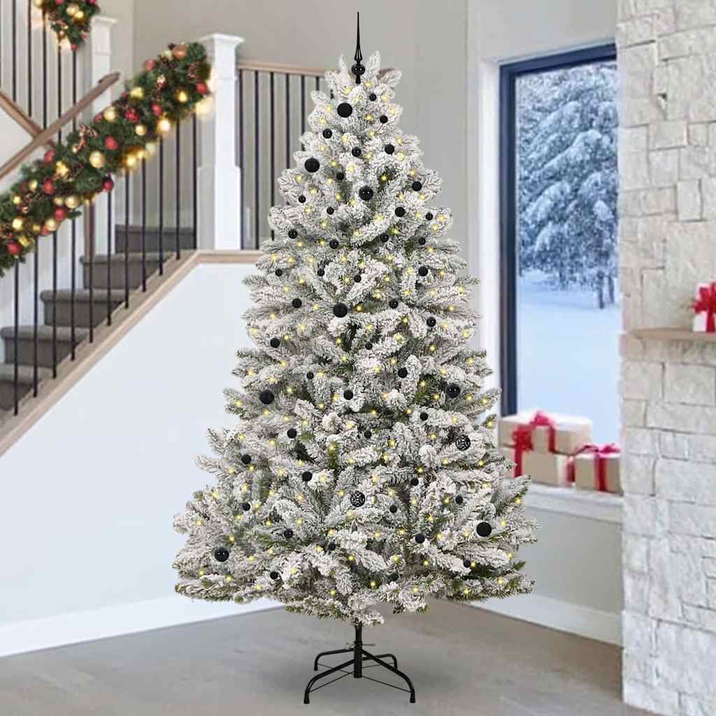 Kunstig juletre Grønn og hvit 270 cm PVC og metall