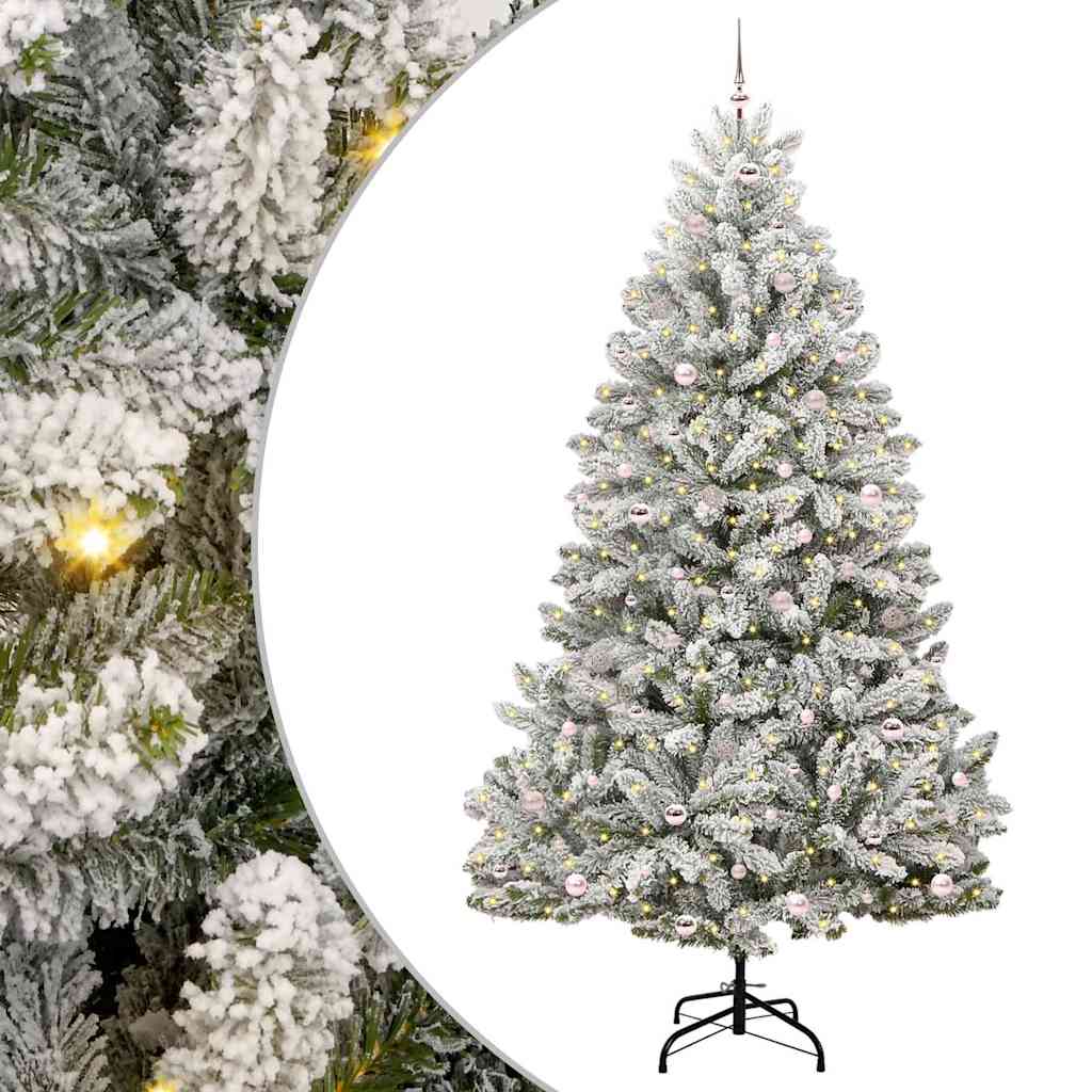 Kunstig juletre Grønn og hvit 270 cm PVC og metall