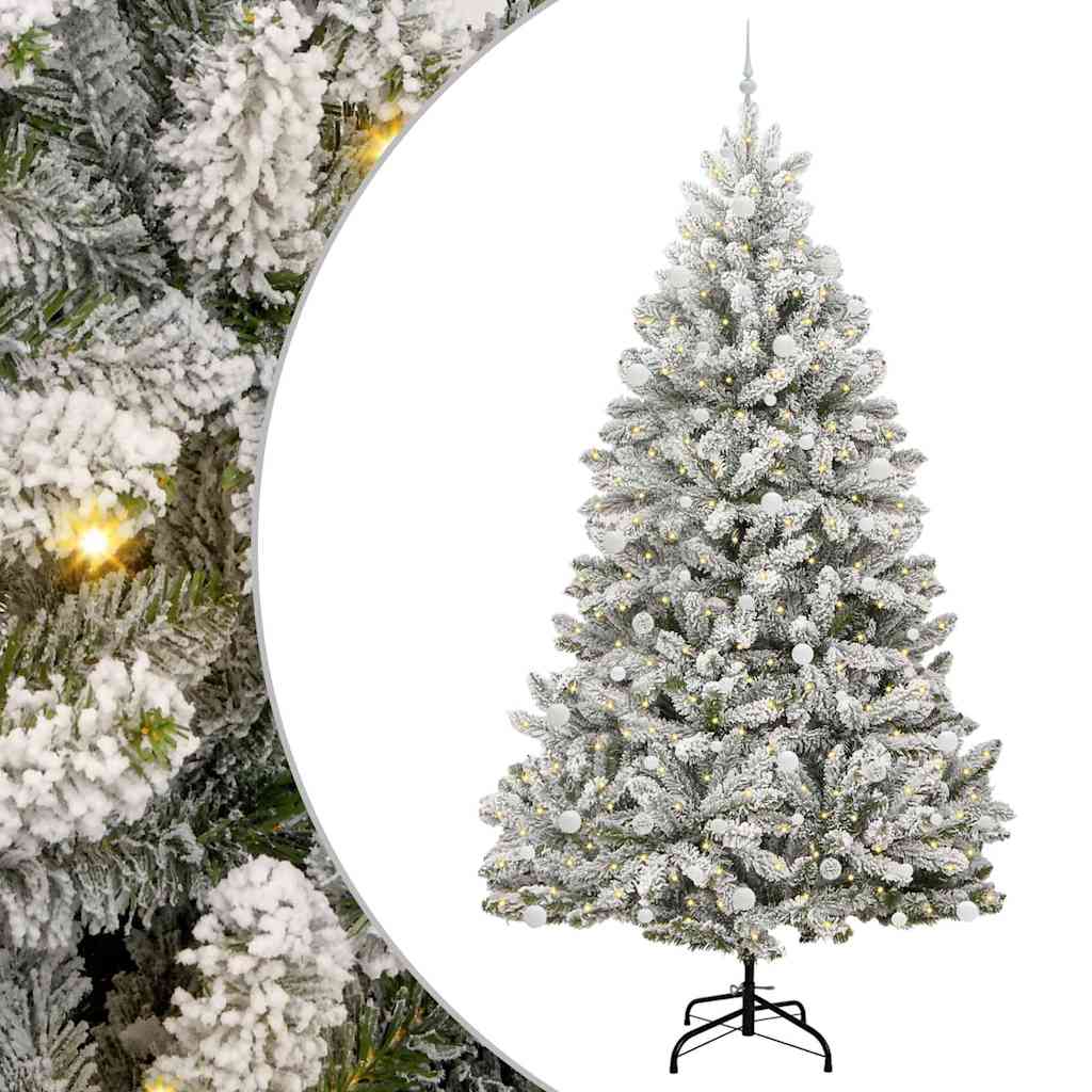 Kunstig juletre Grønn og hvit 270 cm PVC og metall