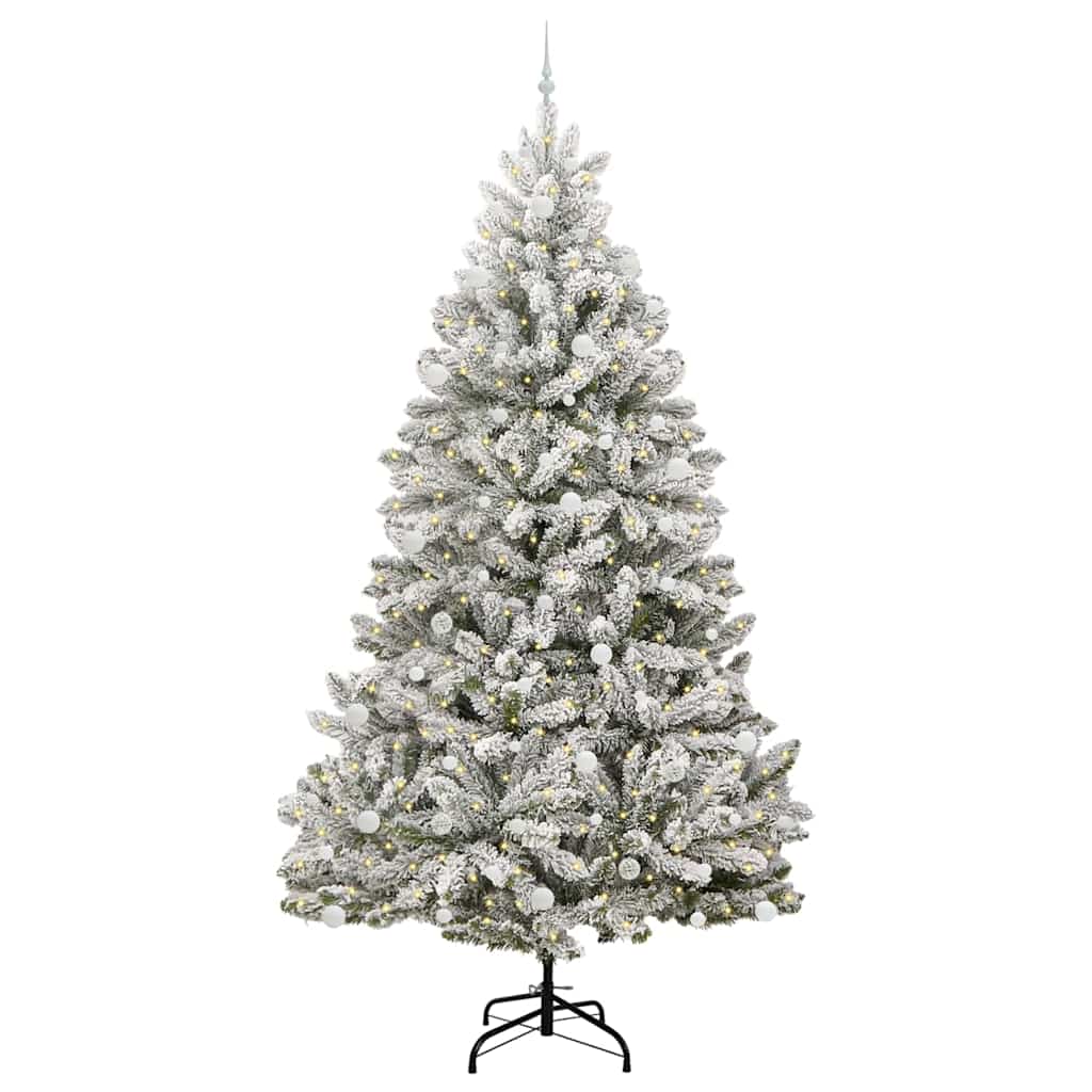 Kunstig juletre Grønn og hvit 270 cm PVC og metall