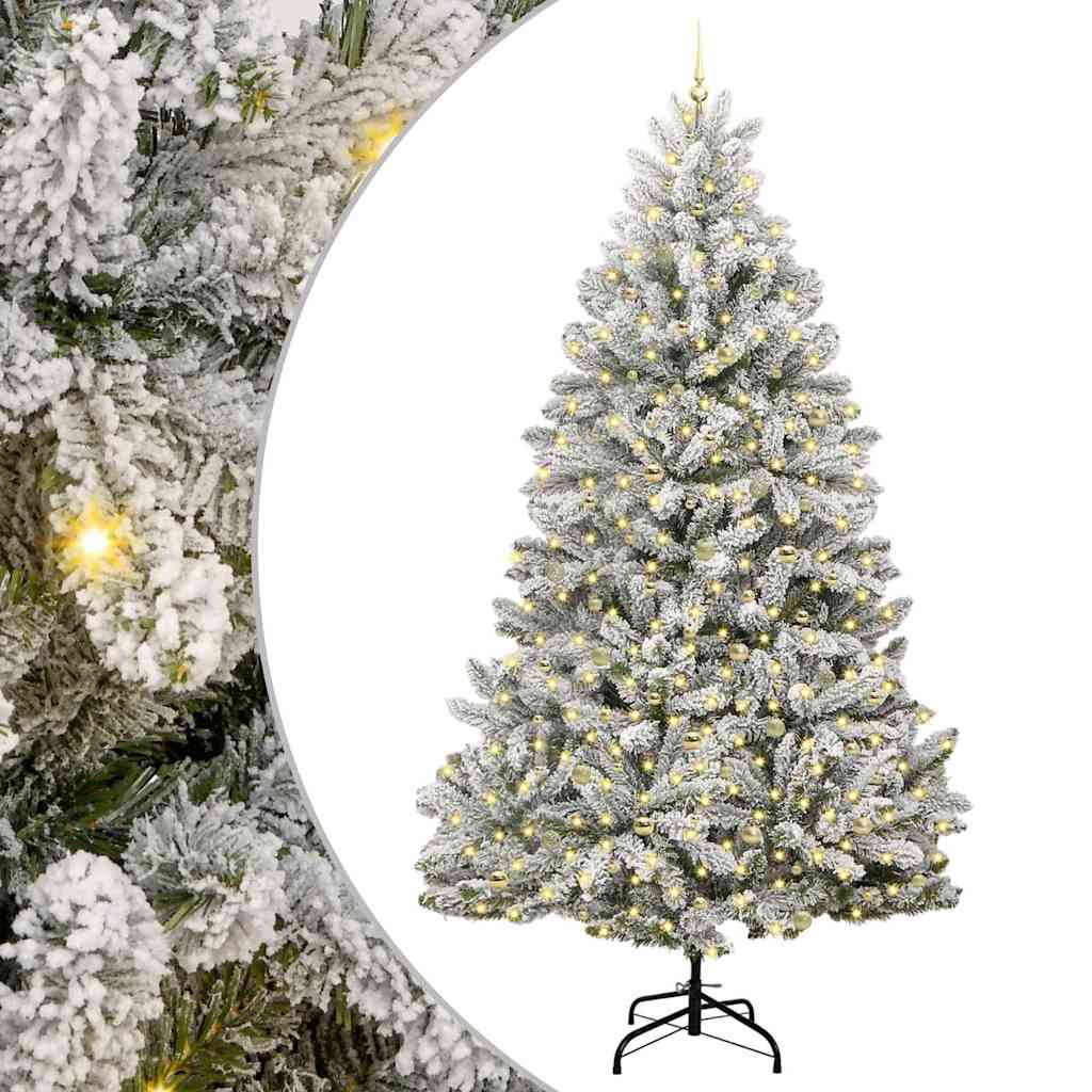 Kunstig juletre Grønn og hvit 270 cm PVC og metall