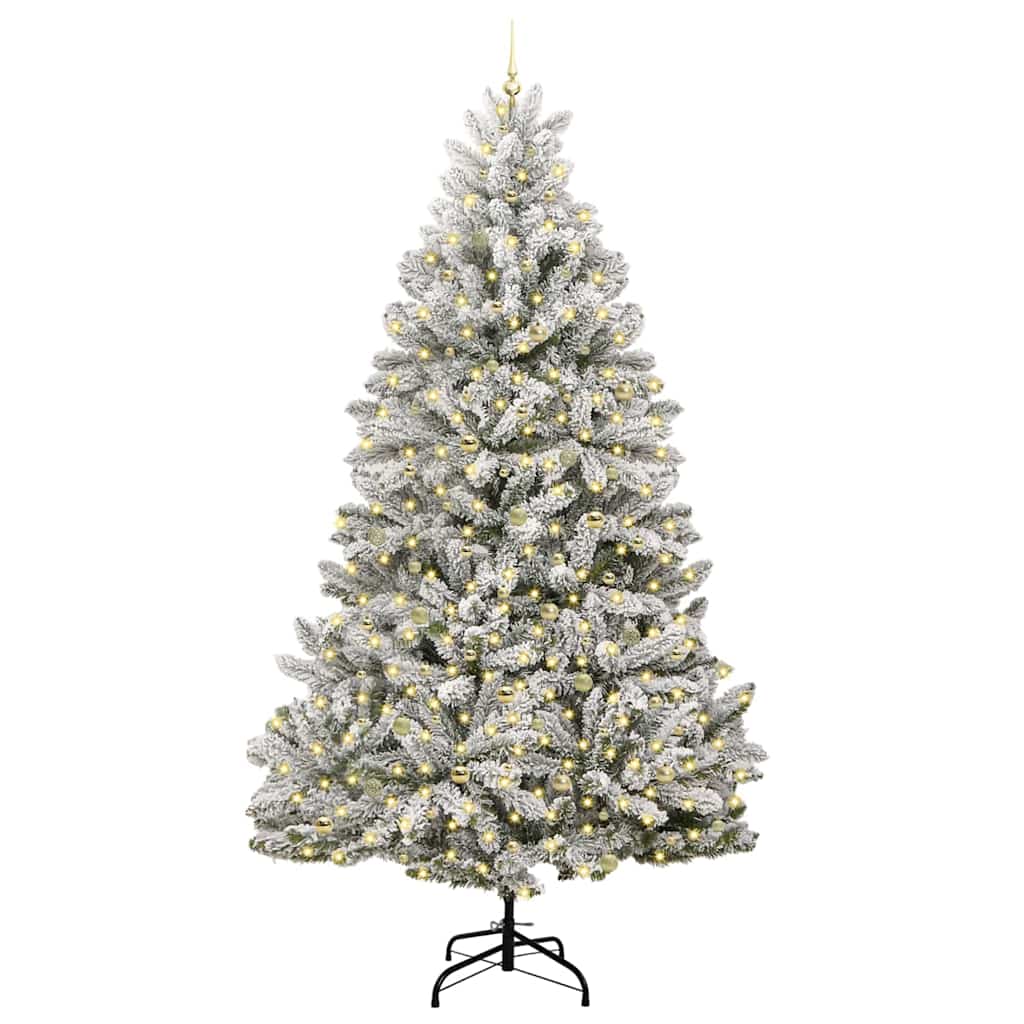 Kunstig juletre Grønn og hvit 270 cm PVC og metall