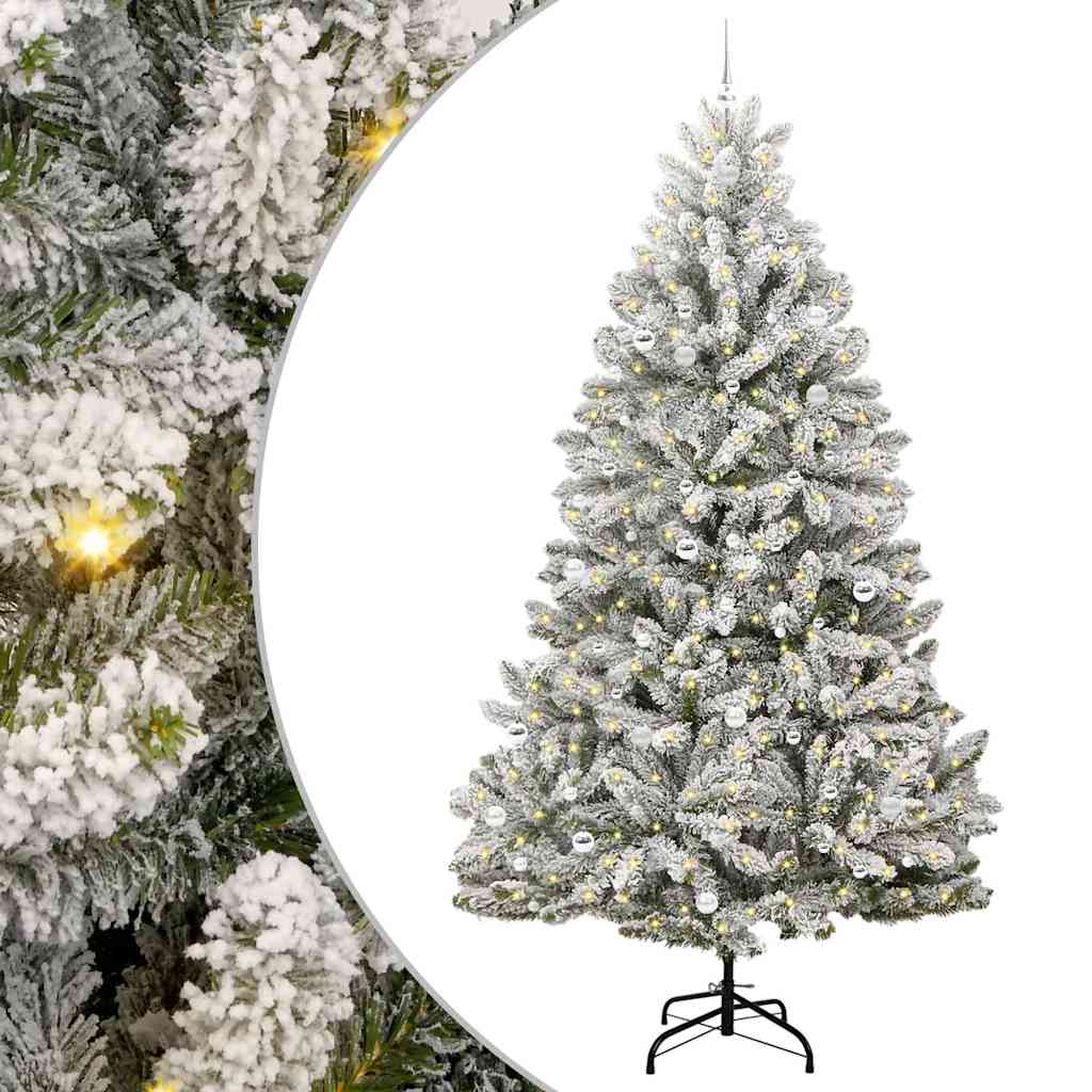 Kunstig juletre Grønn og hvit 270 cm PVC og metall